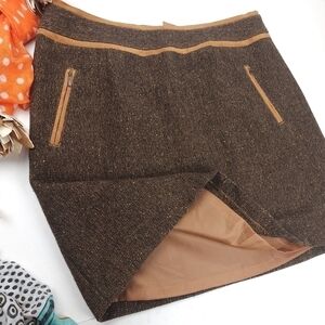 New Bob Limberlake Brown Tweed Skirt Sz 12